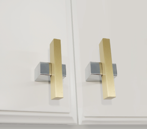 Two Tone Cabinet Knobs and Handles Chrome & Brass Cabinet Hardware