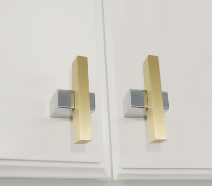 Two Tone Cabinet Knobs and Handles Chrome & Brass Cabinet Hardware